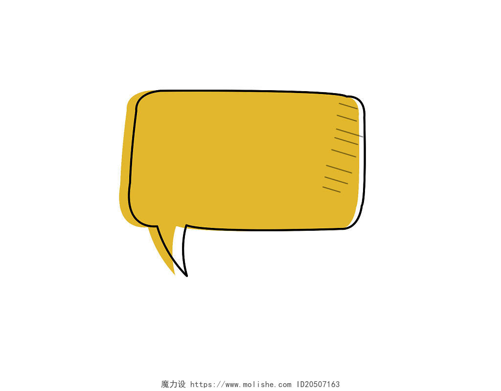 黄色简约线条涂鸦框涂鸦对话框psd素材png素材
